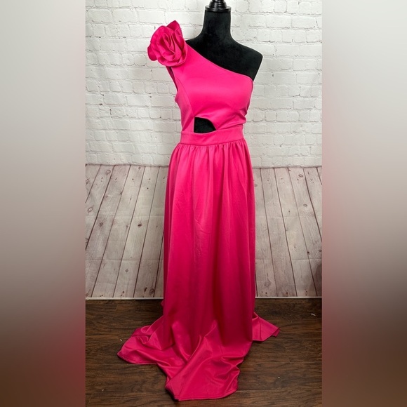 Miss Ord formal party prom wedding pink one shoulder long maxi dress, sz M, NWT‎ - Picture 1 of 7
